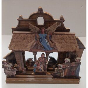 Rare Kurt Adler  Dimensional Wooden Nativity Set NEW